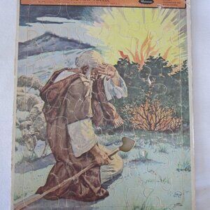 1953 Whitman Frame Tray Puzzle #4520: Bible, Noah & Burning Bush
